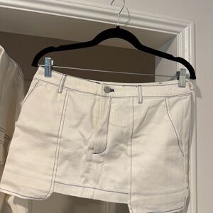 Cooper skirt BY.DYLN Women's Cream Mini Shorts with Contrast Stitching